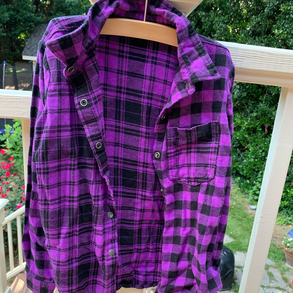 Purple and black flannel kids size small
